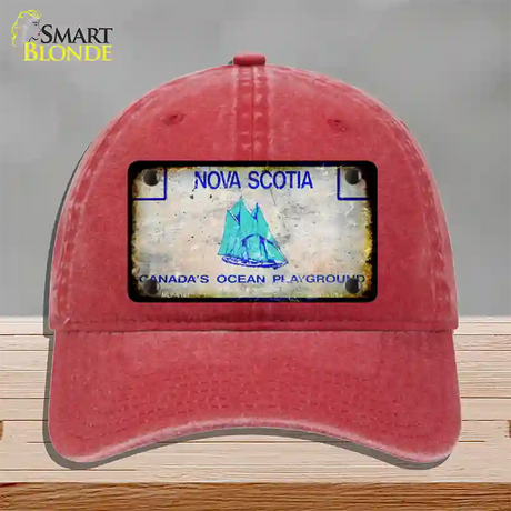 Nova Scotia Rusty Blank Novelty License Plate Hat Unconstructed Cotton / Red