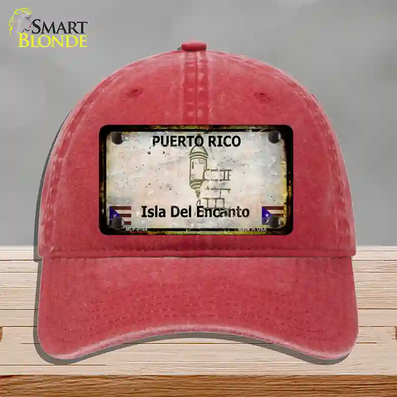 Puerto Rico Rusty Blank Novelty License Plate Hat Unconstructed Cotton / Red