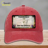 Puerto Rico Rusty Blank Novelty License Plate Hat Unconstructed Cotton / Red