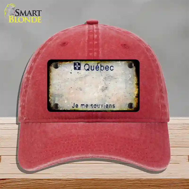 Quebec Rusty Blank Novelty License Plate Hat Unconstructed Cotton / Red