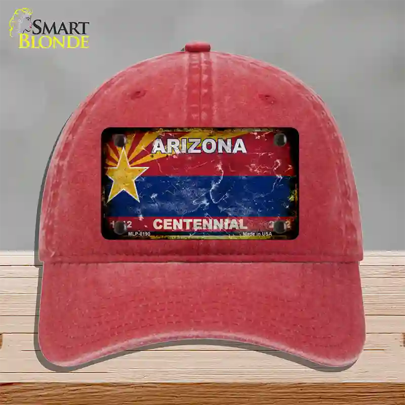 Arizona State Blank Novelty License Plate Hat Unconstructed Cotton / Red / Arizona Centennial (1801):https | Rusty | Yes