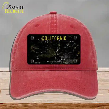 California Black Rusty Blank Novelty License Plate Hat Unconstructed Cotton / Red