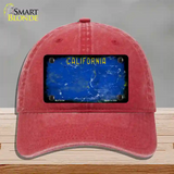 California Blue Rusty Blank Novelty License Plate Hat Unconstructed Cotton / Red