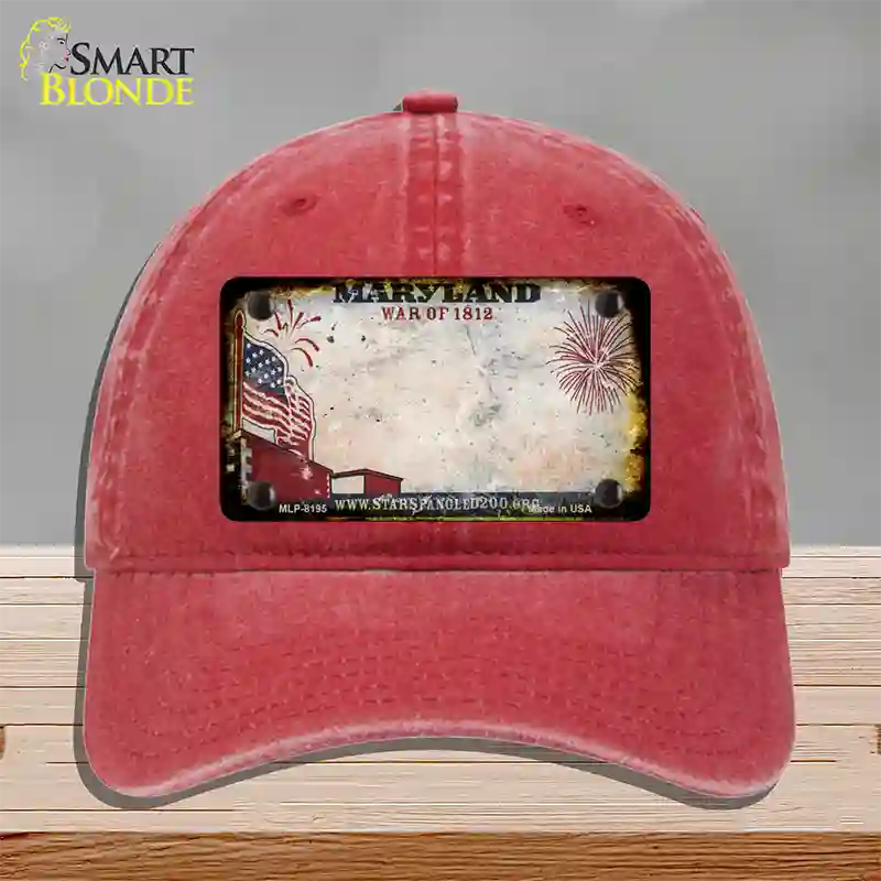 Maryland War of 1812 Rusty Blank Novelty License Plate Hat Unconstructed Cotton / Red