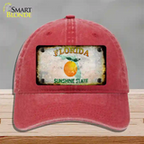 Florida Orange Rusty Blank Novelty License Plate Hat Unconstructed Cotton / Red