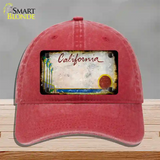 California Palm Tree Rusty Blank Novelty License Plate Hat Unconstructed Cotton / Red