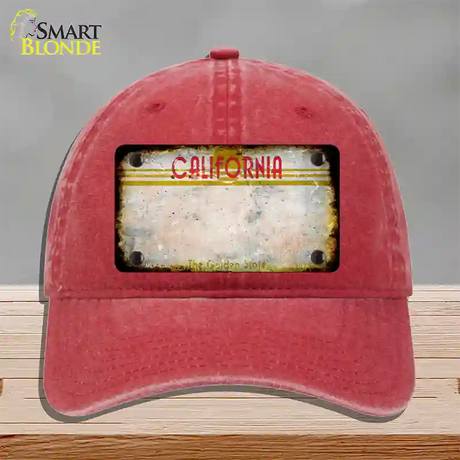 California Golden State Plate Rusty Blank Novelty License Plate Hat Unconstructed Cotton / Red