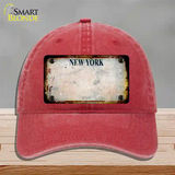 New York White Rusty Blank Novelty License Plate Hat Unconstructed Cotton / Red