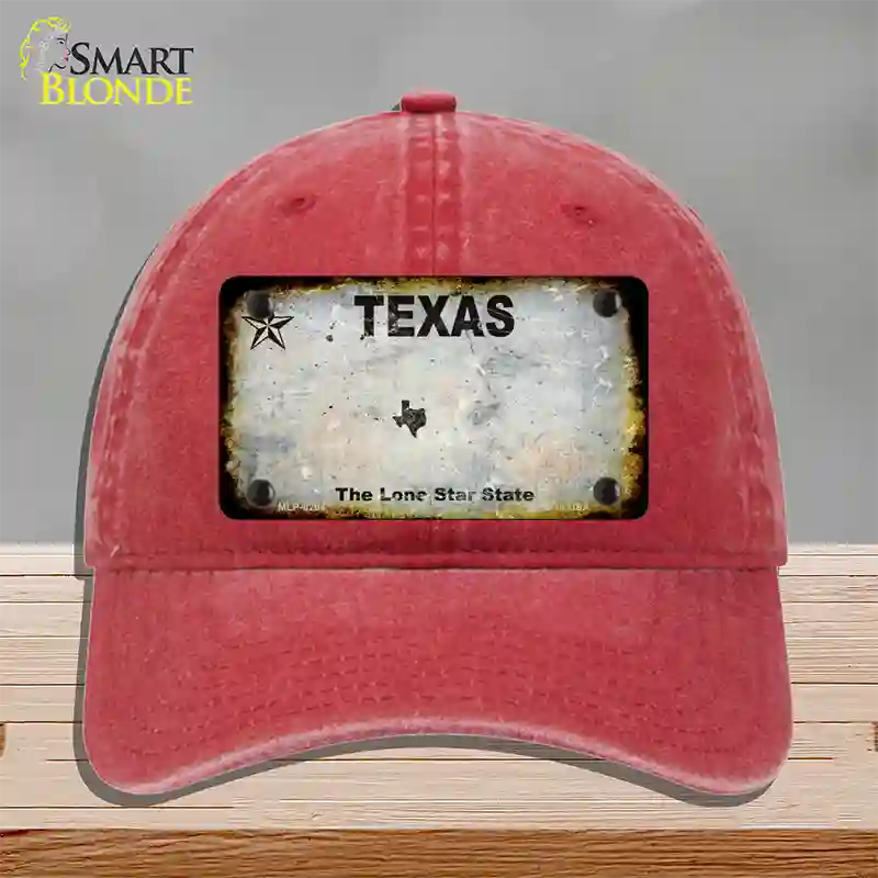 Texas White Rusty Blank Novelty License Plate Hat Unconstructed Cotton / Red