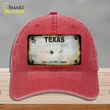 Texas White Rusty Blank Novelty License Plate Hat Unconstructed Cotton / Red