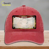 Ohio Rusty Blank Novelty License Plate Hat Unconstructed Cotton / Red