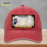 Indiana Rusty Blank Novelty License Plate Hat Unconstructed Cotton / Red