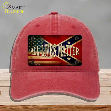 All Lives Matter Flag Novelty License Plate Hat Unconstructed Cotton / Red