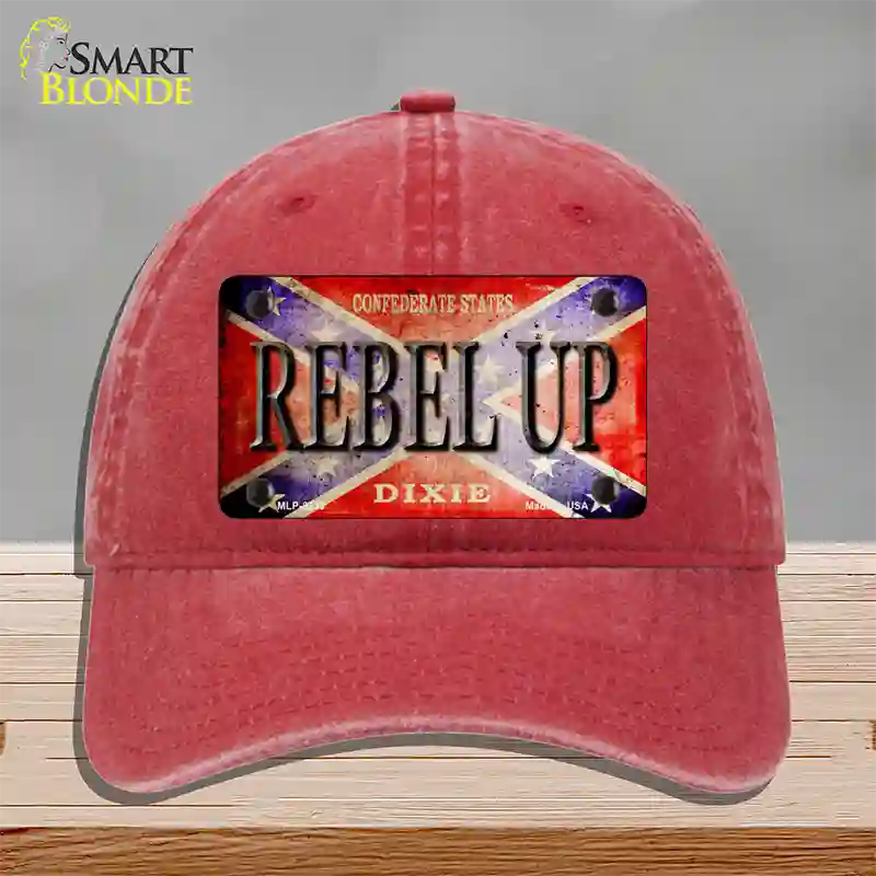 Rebel Up Novelty License Plate Hat Unconstructed Cotton / Red