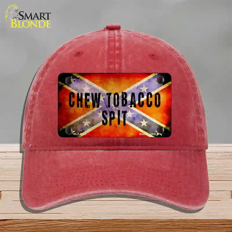 Chew Tobacco Spit Novelty License Plate Hat Unconstructed Cotton / Red