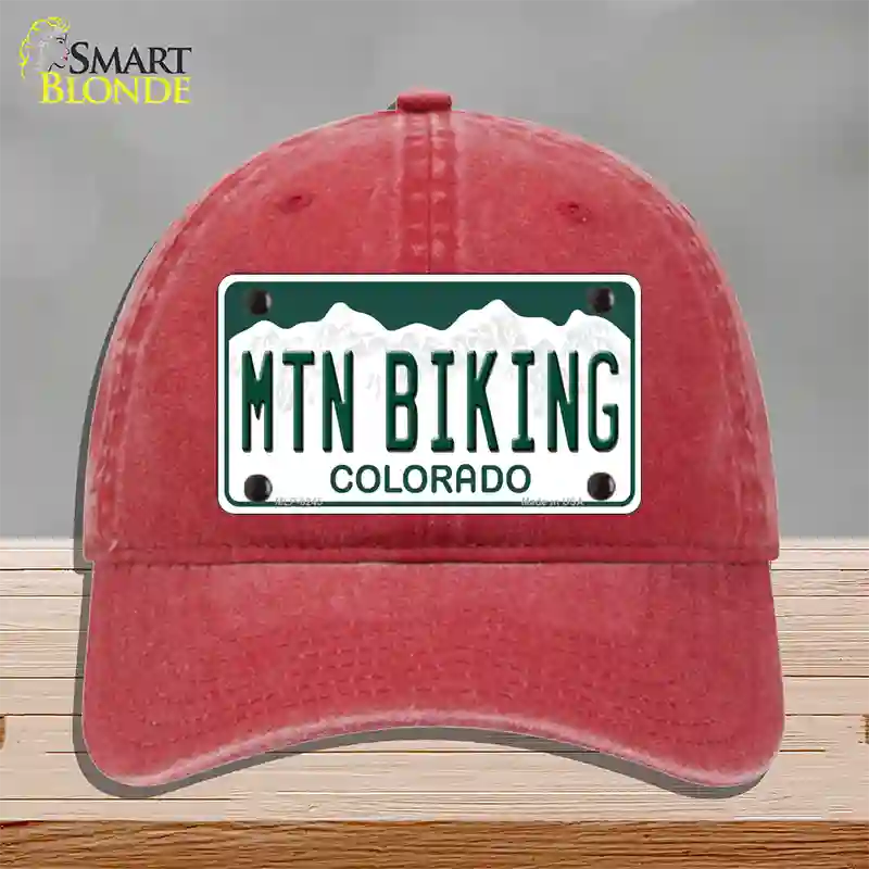 Mtn Biking Colorado Novelty License Plate Hat Unconstructed Cotton / Red