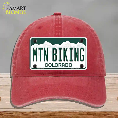 Mtn Biking Colorado Novelty License Plate Hat Unconstructed Cotton / Red