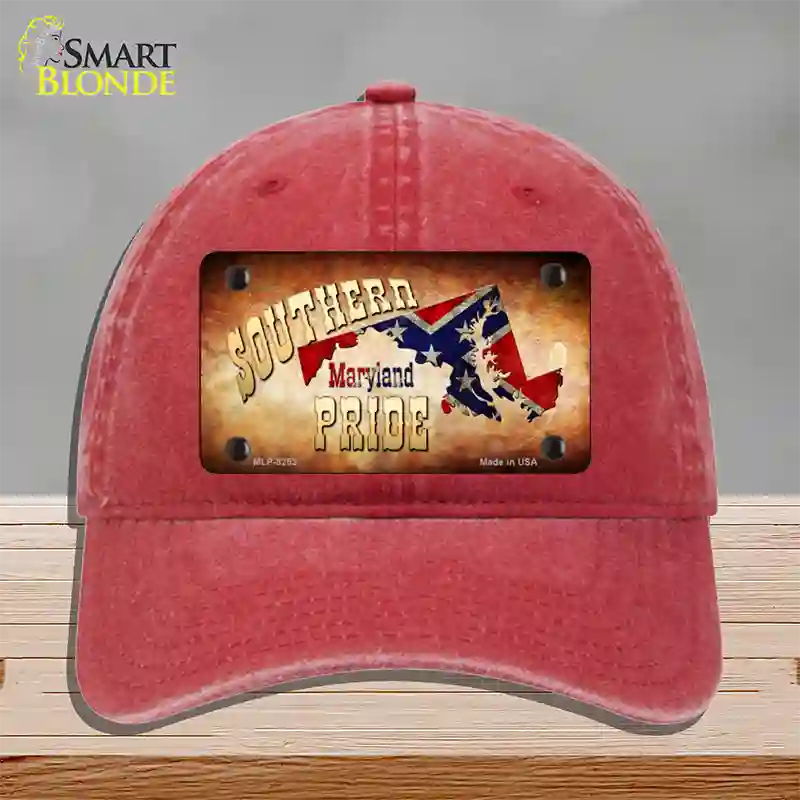 Southern Pride Maryland Novelty License Plate Hat Unconstructed Cotton / Red