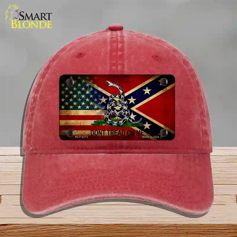 American Confederate Dont Tread Novelty License Plate Hat Unconstructed Cotton / Red