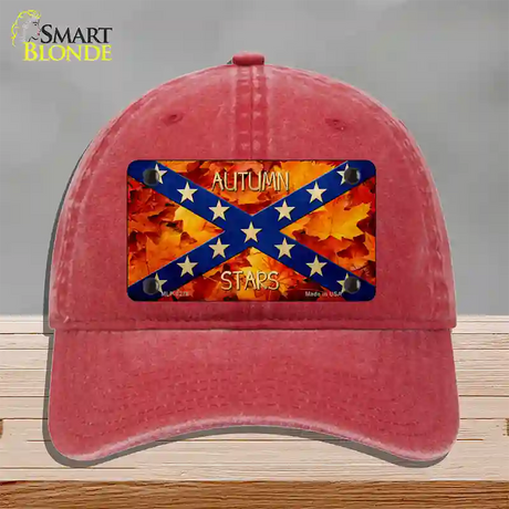 Autumn Stars Novelty License Plate Hat Unconstructed Cotton / Red