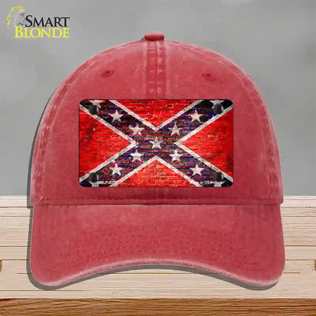 Rebel Flag Brick Wall Novelty License Plate Hat Unconstructed Cotton / Red