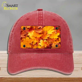 Fall Leaves Novelty License Plate Hat Unconstructed Cotton / Red