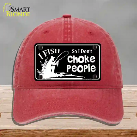 Dont Choke People Novelty License Plate Hat Unconstructed Cotton / Red