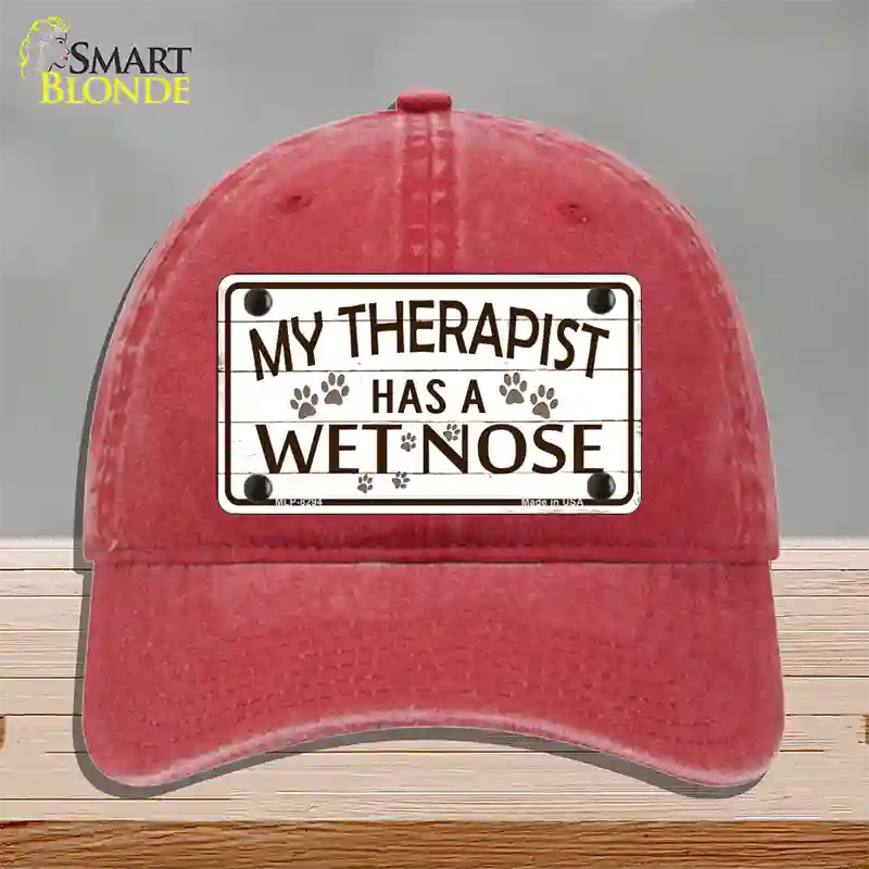 My Therapist Novelty License Plate Hat Unconstructed Cotton / Red