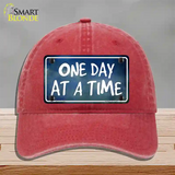 One Day At A Time Novelty License Plate Hat Unconstructed Cotton / Red