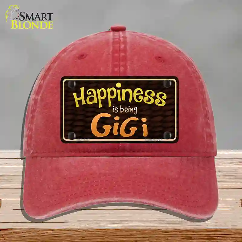 Happiness Is Being Gigi Novelty License Plate Hat Unconstructed Cotton / Red