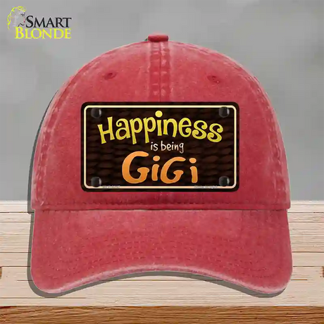 Happiness Is Being Gigi Novelty License Plate Hat Unconstructed Cotton / Red