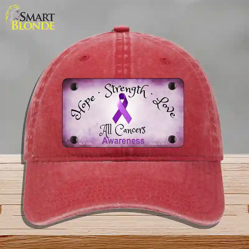 All Cancer Awareness Novelty License Plate Hat Unconstructed Cotton / Red