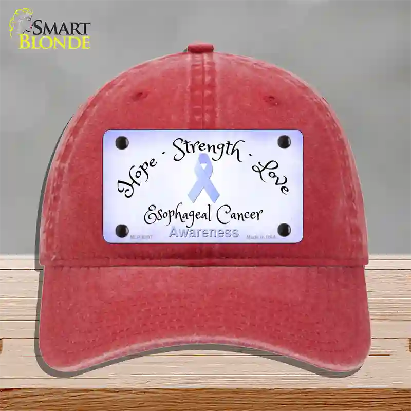 Esophageal Cancer Ribbon Novelty License Plate Hat Unconstructed Cotton / Red