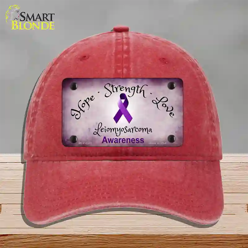 Leiomyosarcoma Cancer Ribbon Novelty License Plate Hat Unconstructed Cotton / Red