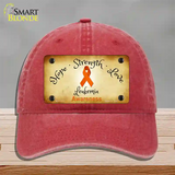 Leukemia Cancer Ribbon Novelty License Plate Hat Unconstructed Cotton / Red