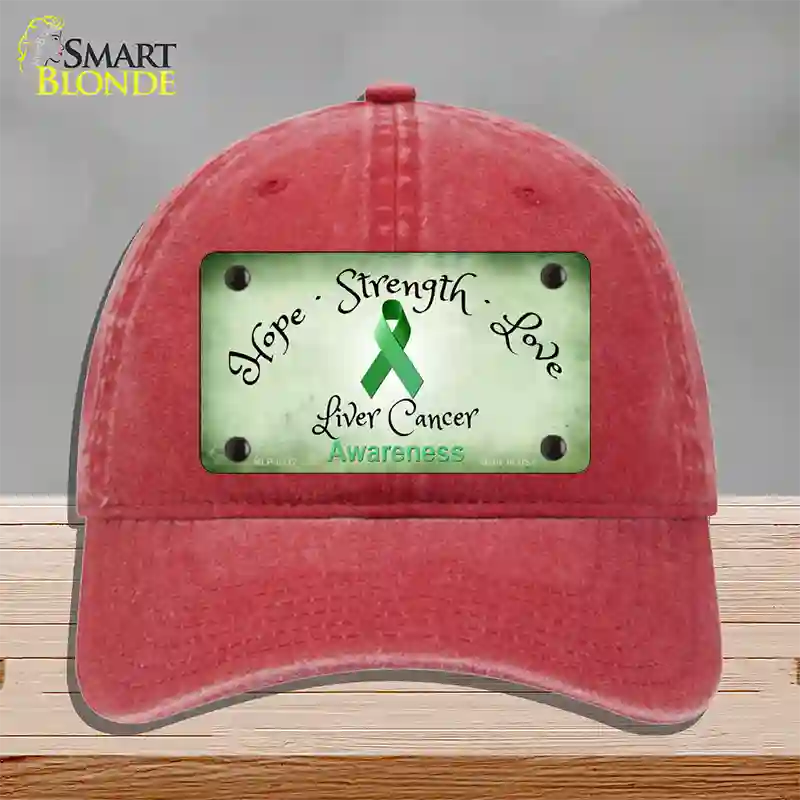 Liver Cancer Ribbon Novelty License Plate Hat Unconstructed Cotton / Red