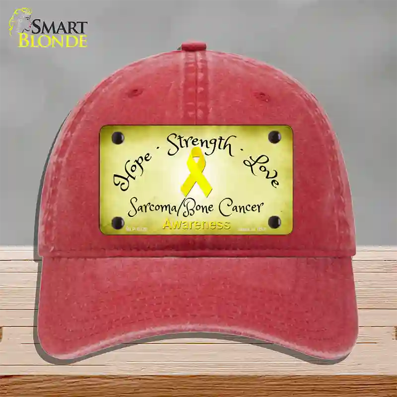 Sarcoma Bone Ribbon Novelty License Plate Hat Unconstructed Cotton / Red