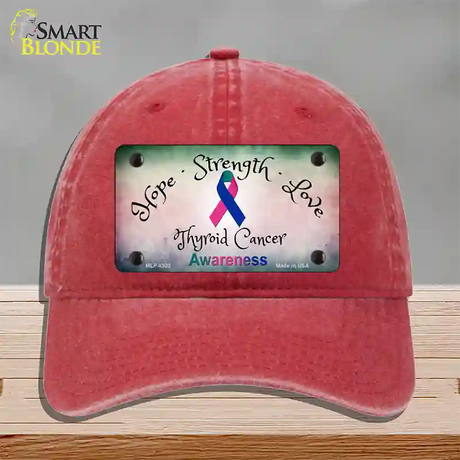 Thyroid Cancer Ribbon Novelty License Plate Hat Unconstructed Cotton / Red