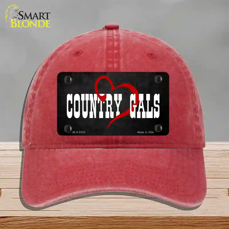 Country Gals Novelty License Plate Hat Unconstructed Cotton / Red