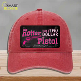 Two Dollar Pistol Novelty License Plate Hat Unconstructed Cotton / Red