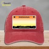 Indiana Amber Blank Novelty License Plate Hat Unconstructed Cotton / Red