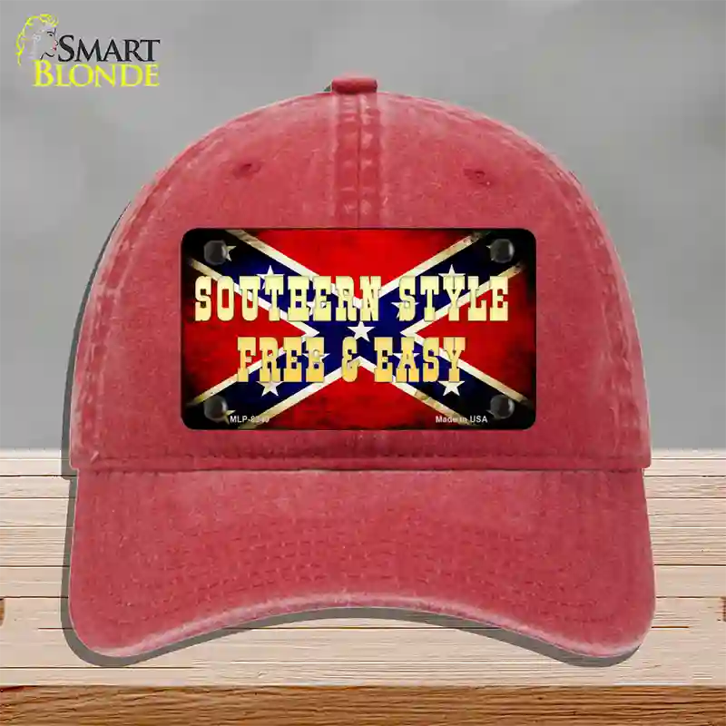 Southern Style Novelty License Plate Hat Unconstructed Cotton / Red