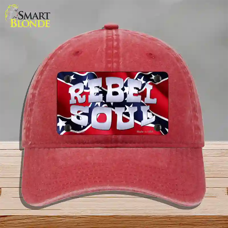 Rebel Soul Novelty License Plate Hat Unconstructed Cotton / Red