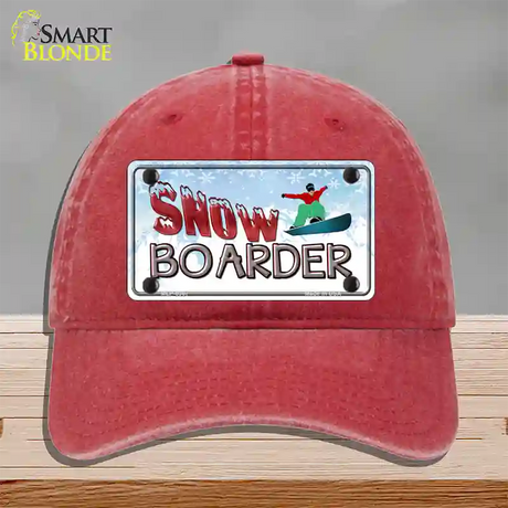 Snow Boarder Novelty License Plate Hat Unconstructed Cotton / Red