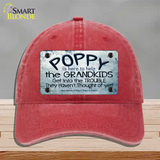 Poppy Is Here To Help Novelty License Plate Hat Unconstructed Cotton / Red