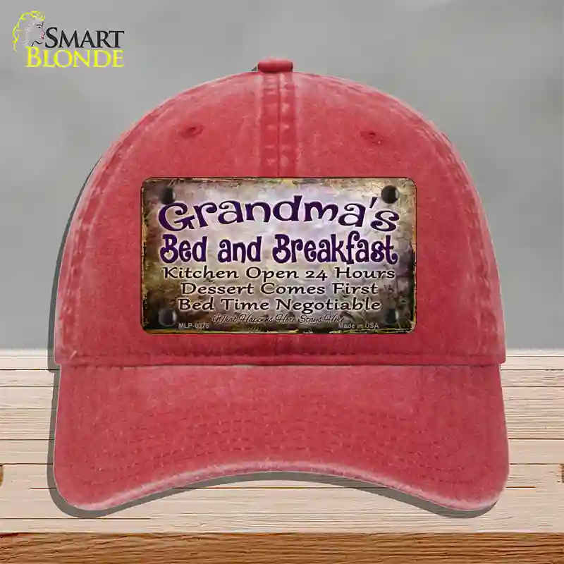 Grandmas Bed & Breakfast Novelty License Plate Hat Unconstructed Cotton / Red