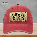 Life Is Good Novelty License Plate Hat Unconstructed Cotton / Red