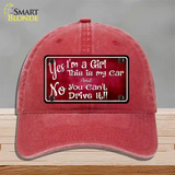 Yes Im A Girl Novelty License Plate Hat Unconstructed Cotton / Red