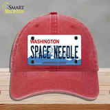 Space Needle Washington Novelty License Plate Hat Unconstructed Cotton / Red