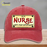 Im A Nurse Tan Novelty License Plate Hat Unconstructed Cotton / Red